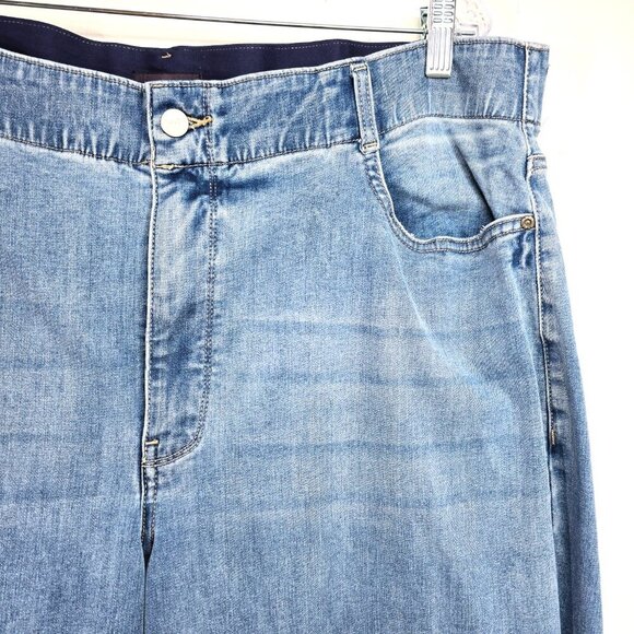 NYDJ Super Wide Leg Tummy Control Blue Denim Jeans Elastic Waist 2X - Picture 5 of 11
